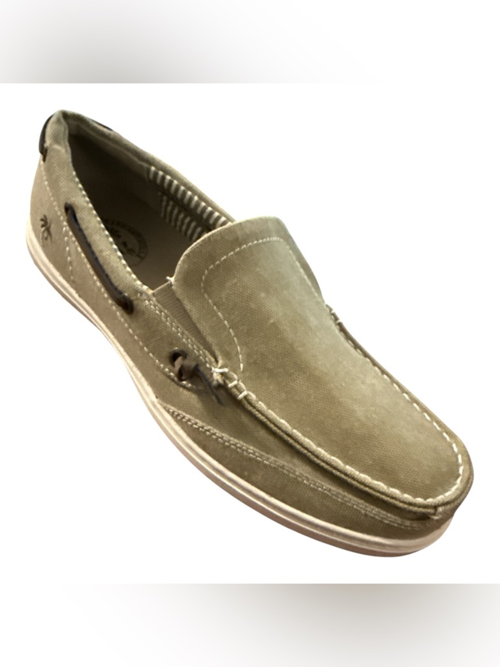 NWT Men's Khaki Margaritaville Casual Canvas Slip-On Boat Deck Shoes Size 11.5